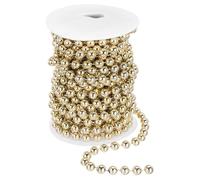 PATIKIL 33 Feet Pearl String 10 mm Craft Pearl Bead Garland Faux Beads Spool Roll Strands Pearls Chain Trim for Wedding Party Flower Christmas Tree Decoration DIY Crafts, Gold