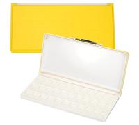 PATIKIL 33 Wells Paint Storage Box, Airtight Folding Detachable with Extra Area Painting Palette for Watercolor Gouache Acrylic Oil Paint, Yellow
