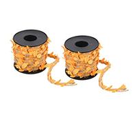 PATIKIL 33ft 5mm Burlap Leaf Ribbon, 2 Roll Braided Decoration Vine Natural Jute Rope Twine with Artificial Leaves for Jungle Wedding Party Home Garden Decor, Orange