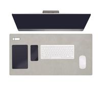 PATIKIL 35.4" x 17.7" Leather Desk Pad Protector, Large Dual-Sided Desk mat Waterproof PVC Leather Mouse Pad for Laptop Computer Writing Desk Table Gaming Home, Light Gray/Sky Blue