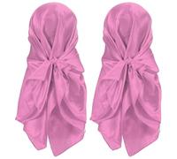PATIKIL 35 Inch Satin Head Scarf, 2Pcs Large Square Scarf Silk Feeling Hair Bandanas Sleeping Head Wrapping Scarves for Women, Grey Pink