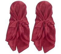 PATIKIL 35 Inch Satin Head Scarf, 2Pcs Large Square Scarf Silk Feeling Hair Bandanas Sleeping Head Wrapping Scarves for Women, Burgundy