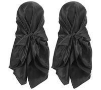 PATIKIL 35 Inch Satin Head Scarf, 2Pcs Large Square Scarf Silk Feeling Hair Bandanas Sleeping Head Wrapping Scarves for Women, Black