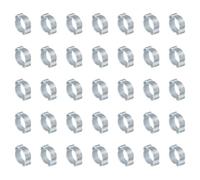 PATIKIL 35 Pack 13-15mm Double Ear Hose Clamp, Galvanized Steel O Clip Crimp Rings for Fuel Petrol Pipe Tube Fitting Connections, Silver Tone