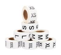 PATIKIL 3500 Pcs Clothing Labels, 7 Sizes XS-XXXL Size Tag Garment Labels Round Self-Adhesive Apparel Stickers for Boutique Retail, White