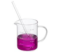 PATIKIL 350ml Glass Measuring Cup, Borosilicate Glass Beaker Graduated Liquid Measure Cups with Straw V-Shaped Spout for Kitchen Drinking Restaurant, White Printed Scale