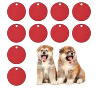 PATIKIL 35mm Blanks Dog Pet Tags, 10Pcs Round Aluminum Blanks Engraving Tags for Carving Names Phone Numbers or Other Information Pendants, Red