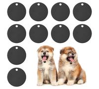 PATIKIL 35mm Blanks Dog Pet Tags, 10Pcs Round Aluminum Blanks Engraving Tags for Carving Names Phone Numbers or Other Information Pendants, Black