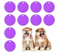 PATIKIL 35mm Blanks Dog Pet Tags, 10Pcs Round Aluminum Blanks Engraving Tags for Carving Names Phone Numbers or Other Information Pendants, Purple