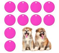 PATIKIL 35mm Blanks Dog Pet Tags, 10Pcs Round Aluminum Blanks Engraving Tags for Carving Names Phone Numbers or Other Information Pendants, Rose Red