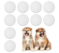 PATIKIL 35mm Blanks Dog Pet Tags, 10Pcs Round Aluminum Blanks Engraving Tags for Carving Names Phone Numbers or Other Information Pendants, Silver