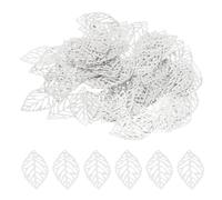 PATIKIL 35mm Leaf Pendants, 100 Pack Metal Tree Leaf Beads Bulk Leaves Charm Mesh for Jewelry Making Bracelet Necklace Earring Keychain Style 1, Silver
