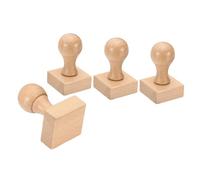 PATIKIL 35mm Square Wooden Stamp Mounts, 4 Pack, Brown