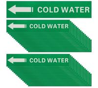 PATIKIL 36 Pcs Pipe Label Stickers with Arrows, 1-3/5" x 8" Cold Water Left-Pointing Arrow, Self-Stick Pipe Markers Identification for Pipeline Tag, White on Green Background
