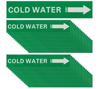 PATIKIL 36 Pcs Pipe Label Stickers with Arrows, 1-3/5" x 8" Cold Water Right-Pointing Arrow, Self-Stick Pipe Markers Identification for Pipeline Tag, White on Green Background