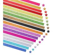 PATIKIL 360 Sheets Glittering Origami Star Paper Strips, Lucky Star Paper Strips Sparkling Decorative Folding Strip for DIY Art Crafts Handmade Project, Shiny 18 Colors