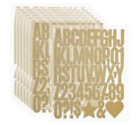 PATIKIL 368Pcs 1.6" Glitter Letter Stickers, 8Sheets Glitter Number Stickers Vinyl Self-Adhesive Alphabet Number Waterproof Decals for Scrapbook Decoration Mailbox Sign, Gold