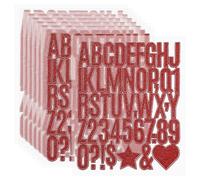 PATIKIL 368Pcs 1.6" Glitter Letter Stickers, 8Sheets Glitter Number Stickers Vinyl Self-Adhesive Alphabet Number Waterproof Decals for Scrapbook Decoration Mailbox Sign, Red