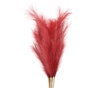 PATIKIL 37.8in Tall Pampas Decor, 7pcs Large Artificial Pampas Bulk Long Fluffy Faux Grass Dried for Home Boho Decor Vase Wedding Wall Ground, Dark Red
