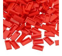 PATIKIL 370 Pcs Flat Blocks Bulk, 1x2 Square Red Classic Tiles Smooth Surface Mini Building Blocks Accessories Compatible Bricks Kits for Building Floor Walls Mosaic Pixel Arts