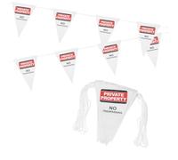 PATIKIL 37ft Pennant Banner Flags, Private Property No Trespassing Warning Flagging Banner Safety Flag Barrier Signs for Perimeter Making Traffic Control Party Events, 15 Flags Red