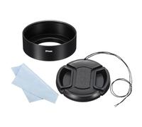 PATIKIL 37mm Lens Hood, Standard Focus Frosted Surface Anti-reflective Inside Hood with 52mm Lens Cap and Cloth for Camera Lens, Black for Nikon, for Fujifilm, for Pentax, for Leica