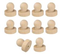 PATIKIL 38mm Stamp Wood Round Handle, 10Pcs Wooden Knobs Stamp Mounts Drawer Pulls for Making DIY Crafting Scrapbooking, Brown
