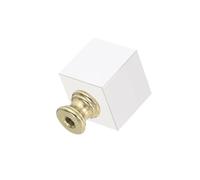 PATIKIL 39mm Lamp Shade Finial, 1 Pcs Cube Crystal Lamp Finials Caps Knob 1/4-27 Inch Threaded Base Clear Square Lamp Finial Decoration for Table Floor Lamps, Golden