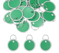 PATIKIL 3cm Metal Rim Key Tags 25 Pack Blank Round Paper Tags Bulk Writable Keychain Identifiers with Split Rings for Car Door Drawer Key Luggage Pet, Green