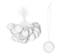 PATIKIL 3cm Metal Rim Key Tags 50 Pack Blank Round Paper Tags Bulk Writable Keychain Identifiers with Knotted String for Car Door Drawer Key Luggage Pet, White