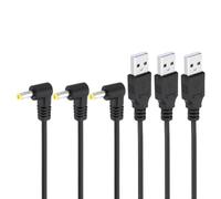PATIKIL 3Ft USB 2.0 A Type Male to DC 4.0x1.7mm 90 Degree Angle Barrel Jack Power Cable, 3pcs Wire Adapter Connector Charging Cord for Fans Speaker Lamp Black