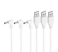 PATIKIL 3Ft USB 2.0 A Type to DC 3.5x1.35mm 90 Degree Angle Barrel Jack Power Cable, 3pcs Wire Adapter Connector Charging Cord for Fans Speaker Lamp, White