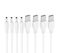 PATIKIL 3Ft USB 2.0 A Type to DC 3.5x1.35mm Barrel Jack Power Cable, 4pcs Wire Adapter Connector Charging Cord for Fans Speaker Lamp, White
