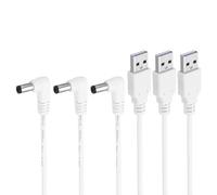 PATIKIL 3Ft USB 2.0 A Type to DC 5.5x2.1mm 90 Degree Angle Barrel Jack Power Cable, 3pcs Wire Adapter Connector Charging Cord for Fans Speaker Lamp, White