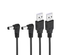 PATIKIL 3Ft USB 2.0 A Type to DC 5.5x2.5mm 90 Degree Angle Barrel Jack Power Cable, 2pcs Wire Adapter Connector Charging Cord for Fans Speaker Lamp, Black