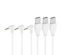 PATIKIL 3Ft USB to DC 2.5x0.7mm Barrel Jack Power Cord, 3 Pcs 90 Degree Angle 24AWG Wire Adapter Connector Charging Cord for Light Fans Speaker Table Lamp, White