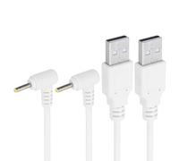 PATIKIL 3Ft USB to DC 5.5x2.5mm Barrel Jack Power Cord, 2 Pcs 90 Degree Angle 24AWG Wire Adapter Connector Charging Cord for Light Fans Speaker Table Lamp, White