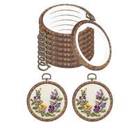 PATIKIL 3inch Embroidery Hoops, 10Pieces Imitated Wood Circle Frame Cross Stitch Hoop Ring for Embroidery Art Craft Sewing Ornaments Hanging Decoration