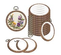PATIKIL 3inch Embroidery Hoops, 15Pieces Imitated Wood Circle Frame Cross Stitch Hoop Ring for Embroidery Art Craft Sewing Ornaments Hanging Decoration