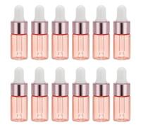PATIKIL 3ml Glass Dropper Bottle, 12Pcs Leakproof Essential Oils Sample Liquid Perfume Container with Eye Dropper Label Funnel for Storage Home Travel, Rose Gold
