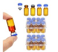 PATIKIL 3ml Lab Empty Vial, 20 Pack Sealed Sample Vials with Self-Healing Injection Port Plastic Aluminum Cap Glass Empty Vials for Injection, Brown&Blue