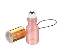 PATIKIL 3mL Roller Bottles, 2 Pack Glass Essential Oil Roller Balls with Golden Cover Cap Refillable Containers, Pink