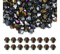 PATIKIL 3mm Bicone Crystal Beads, 600 Pcs Glass Faceted Bicone Beads Loose Spacer Bead for Jewelry Making Bracelet Necklace Earrings Wind Chimes Craft, Dark Black