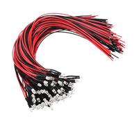 PATIKIL 3mm LED Diode Light, 100 Pcs 9-12V DC Pre Wired Mini LED Lights Bulb Light-emitting Lamp for RC DIY Indicator Lighting, Red Light