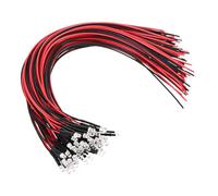 PATIKIL 3mm LED Diode Light, 40 Pcs 4.5-6V DC Pre Wired Mini LED Lights Bulb Light-emitting Lamp for RC DIY Indicator Lighting, Red Light