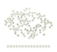 PATIKIL 3mm Silver Filled Spacer Beads for Jewelry Making, 100 Pack Metal Round Beads Brass Beads for Bracelets Earring Necklace DIY Craft