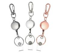 PATIKIL 3Pack Retractable Keychain, Metal Badge Reels Retractable Badge Holder Clips with Key Rings for Name Card Key Conferences Office, Silver/Gun Black/Rose Gold(Round)