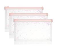 PATIKIL 3Pcs A6 Plastic Binder Zipper, Binder Pockets 7 x 5 Clear Envelope Folders Planner Waterproof Pouch Filing with Sequin Decor for Document Notebook Card Organizer, Light Pink
