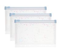 PATIKIL 3Pcs A6 Plastic Binder Zipper, Binder Pockets 7 x 5 Clear Envelope Folders Planner Waterproof Pouch Filing with Sequin Decor for Document Notebook Card Organizer, Light Blue