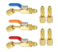 PATIKIL 3Pcs Air Conditioning Refrigerant Compact Ball Valve 1/4 Inch SAE with 5/16 Inch Female to 1/4 Inch Male Straight Adapter for HVAC Charging Hoses AC Refrigerant Tools